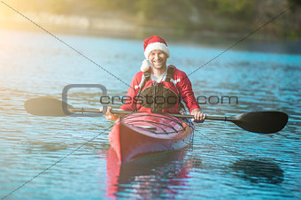 santa kayaking