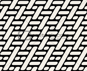 Vector Seamless Black And White Geometric Rounded Pattern