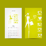 Calendar 2016 grid. Fashion girls design