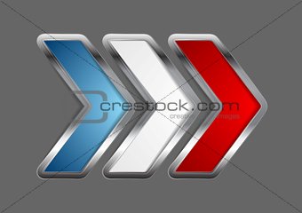 Abstract vector metallic arrow. French colors