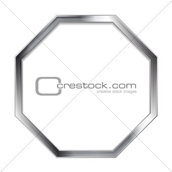 Abstract metallic silver blank hexagon frame