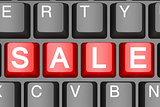 Red sale button on modern computer keyboard