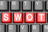 Red swot button on modern computer keyboard