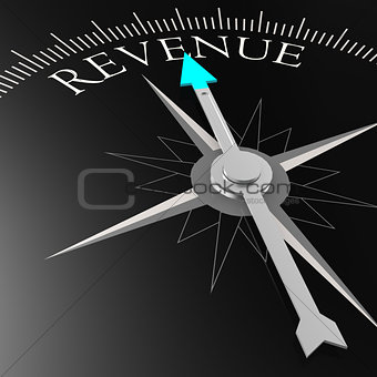 Revenue word on the black compass