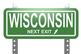 Wisconsin green sign board isolated