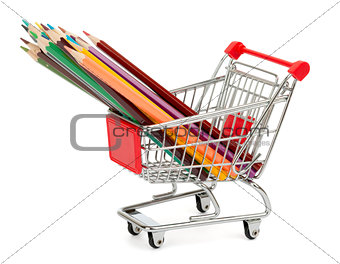 Crayons in shopping cart