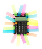 Calculator with colorful stickers