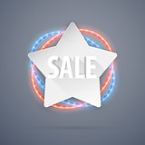 Star Sale Banner With Neon Decorations
