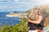 Happy couple enoying the view of Dubrovnik on their travels