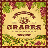Vintage grapes label