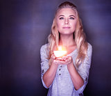 Attractive woman with candle