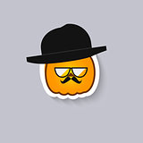 Pumpkin hipster big glasses and a bowler hat