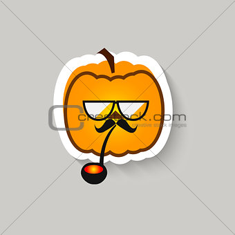 Pumpkin hipster big glasses and Smoking pipe