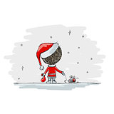 Santa with gifts, christmas illustration for your design