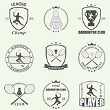 Badminton labels and icons set. Vector