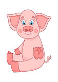 Vector illustration of cute pig, funny piggy