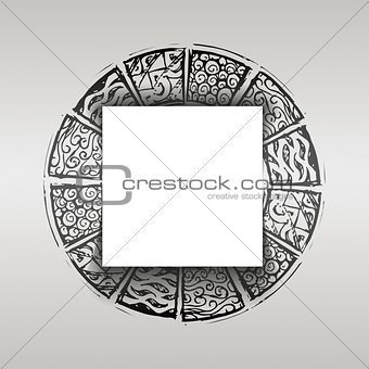 Round patterned background in the style of Maya with Sticker