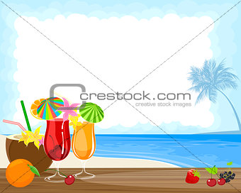 Tropical cocktails and ocean 