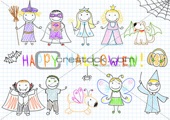 Vector sketches happy children