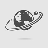 Planet and satellite symbol vector