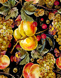 Autumn harvest watercolor seamless pattern