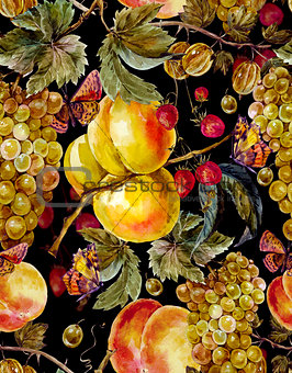 Autumn harvest watercolor seamless pattern