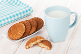 Cup of milk and gingerbread cookies