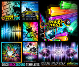 Big Set of Disco Club Flyer Template for your Music Event.