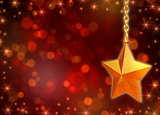 3d golden star with chains and lights