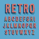 Retro font with light bulbs.