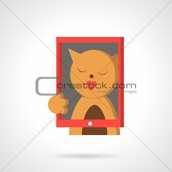 Cat with red frame flat vector icon