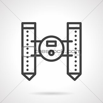 Unmanned floating robot black line vector icon