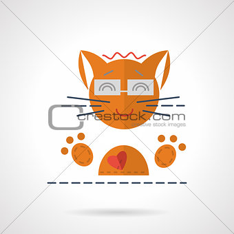 Cheerful orange cat flat vector icon