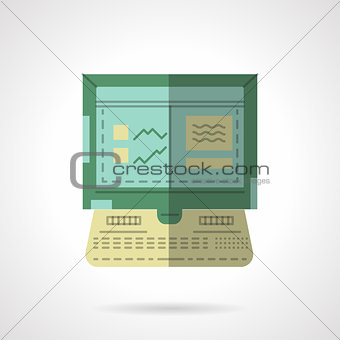 Computer car test flat vector icon