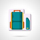 School bag and pencil box flat vector icon.