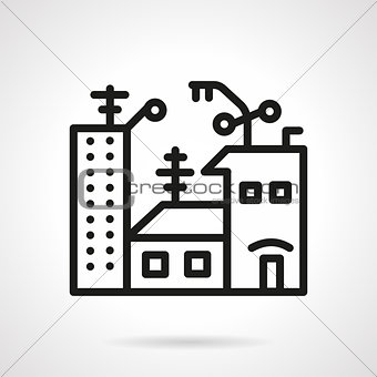 Apartments for sale black line vector icon