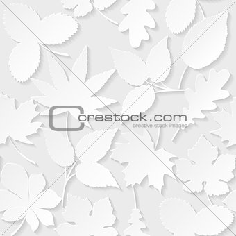 Seamless background with paper leaves. Vector illustration.