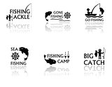 set of fishing symbols