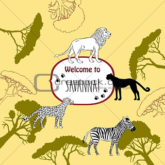 Background with savanna animal