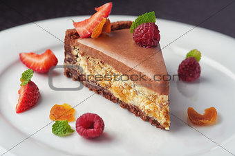 beautiful cake dessert with cream and berry