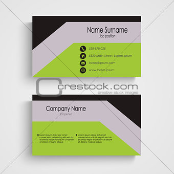 Modern business card with green gray black pattern