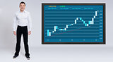 businessman and stock market on monitor