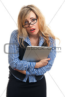 pretty business woman with notebook