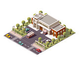 Vector isometric fire station