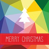Vector card with christmas tree and hand drawn Merry Christmas wishes