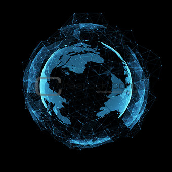 business, new technology and virtual sphere globe