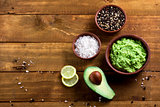 avocado and other ingredients for sauce guacamole top view