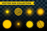 Sun burst, star or snowflakes logo icon set