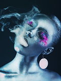 Aluminium girl with pink and purple eyeshadows makeup mua