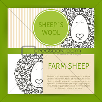 Farm Sheep Fool Concept Hand Drawn Style Vector Template Banners